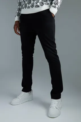 Tall Elastic Waist Skinny Heavy Jersey Trouser | boohooMAN UK