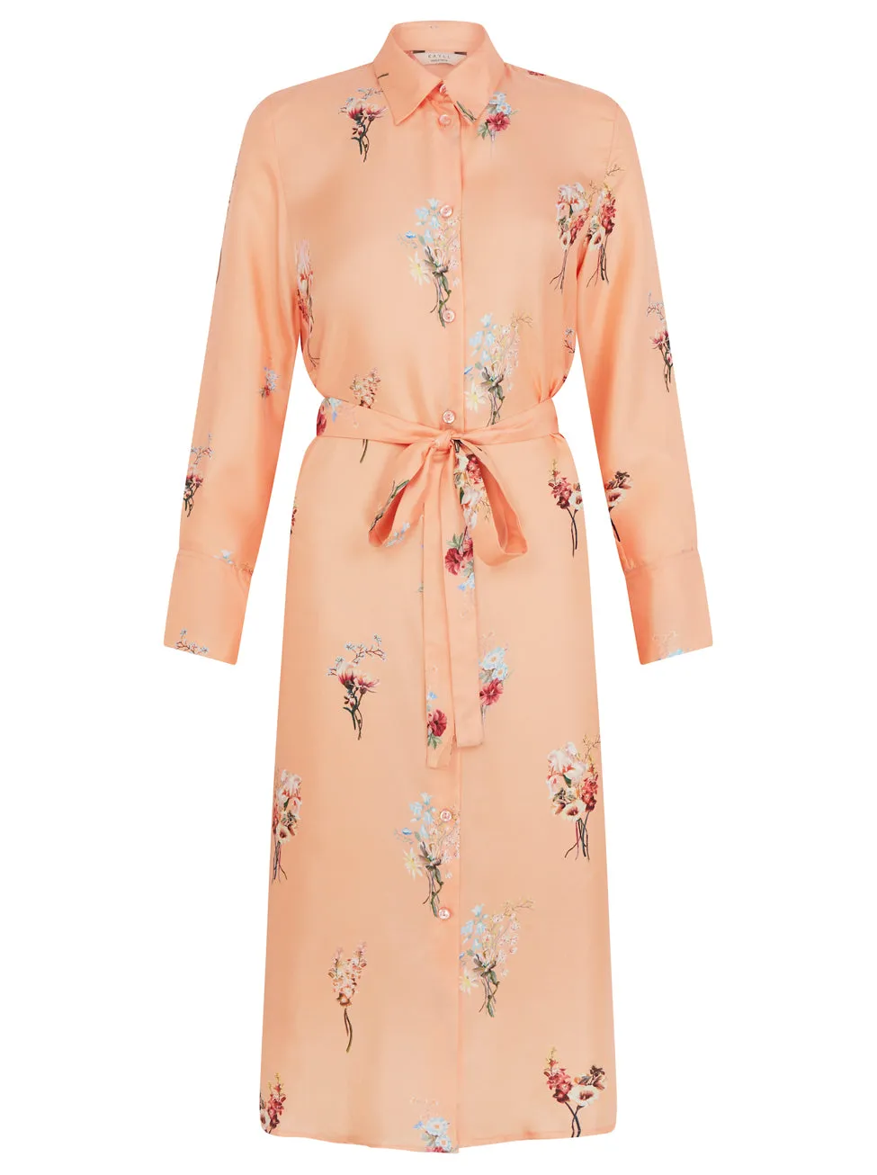 Tia Silk Shirt Dress Coral