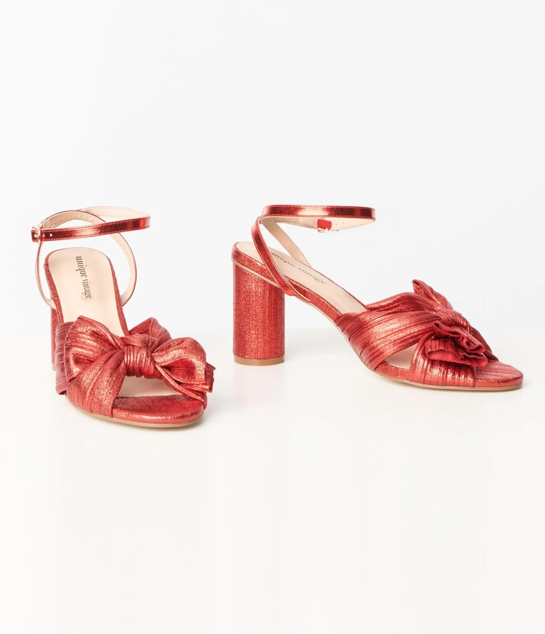 Unique Vintage Ruby Red Slingback Bow Heel