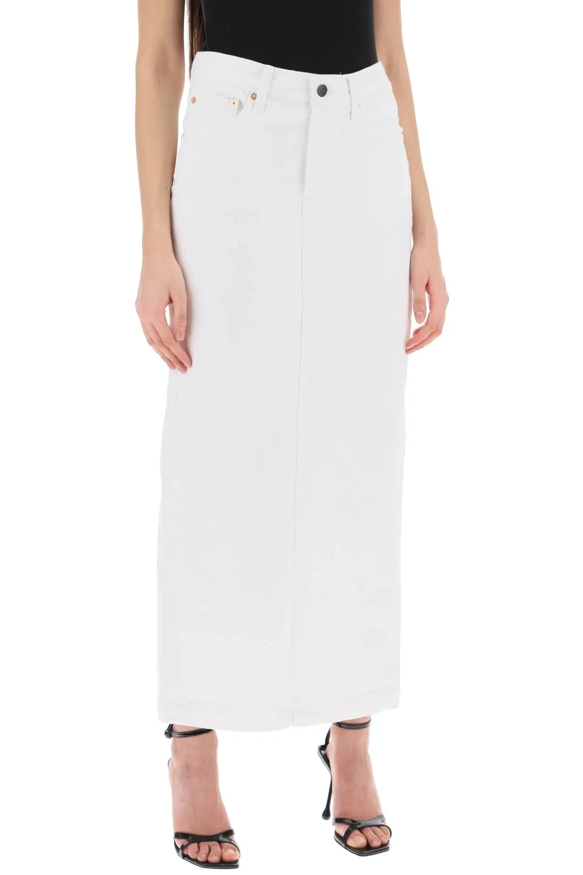 Wardrobe.nyc denim column skirt with a slim W2097PC WHITE