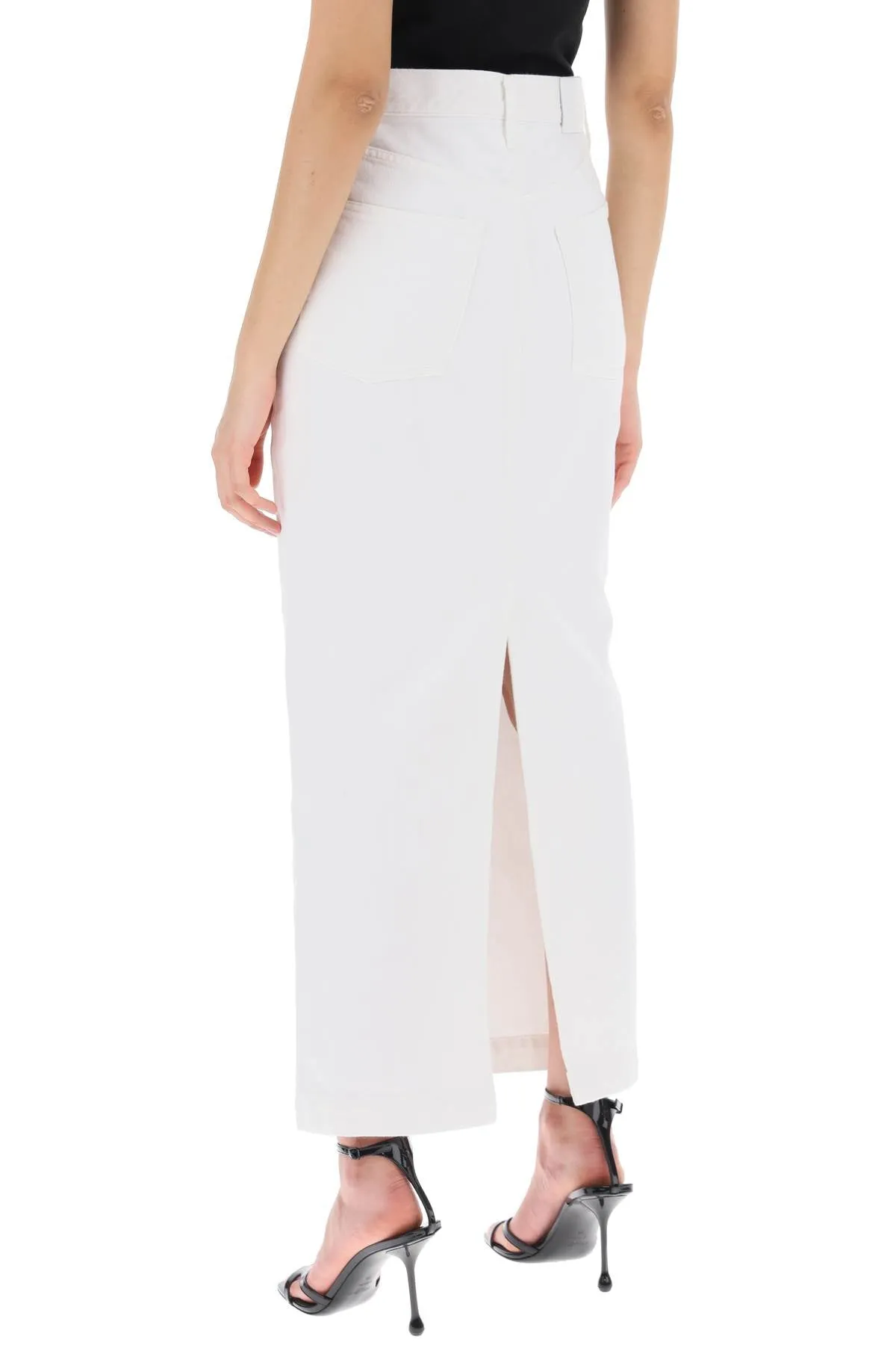 Wardrobe.nyc denim column skirt with a slim W2097PC WHITE