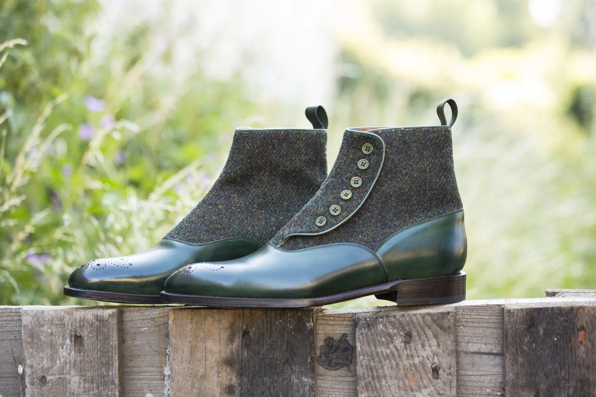 Westlake - MTO - Forest Green Calf / Moss Green Medley Tweed - NGT Last - Single Leather Sole