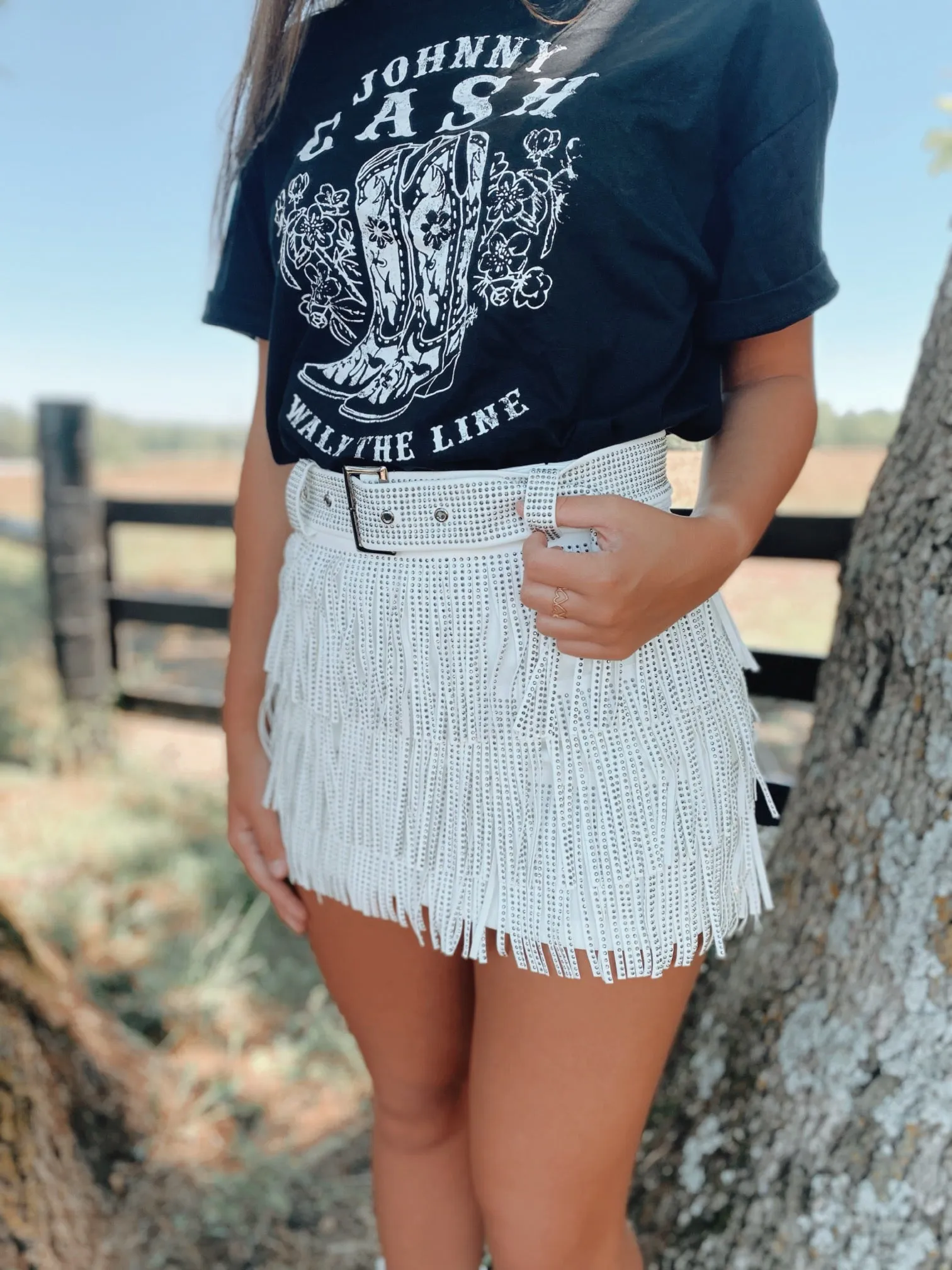 White Fringe Skirt