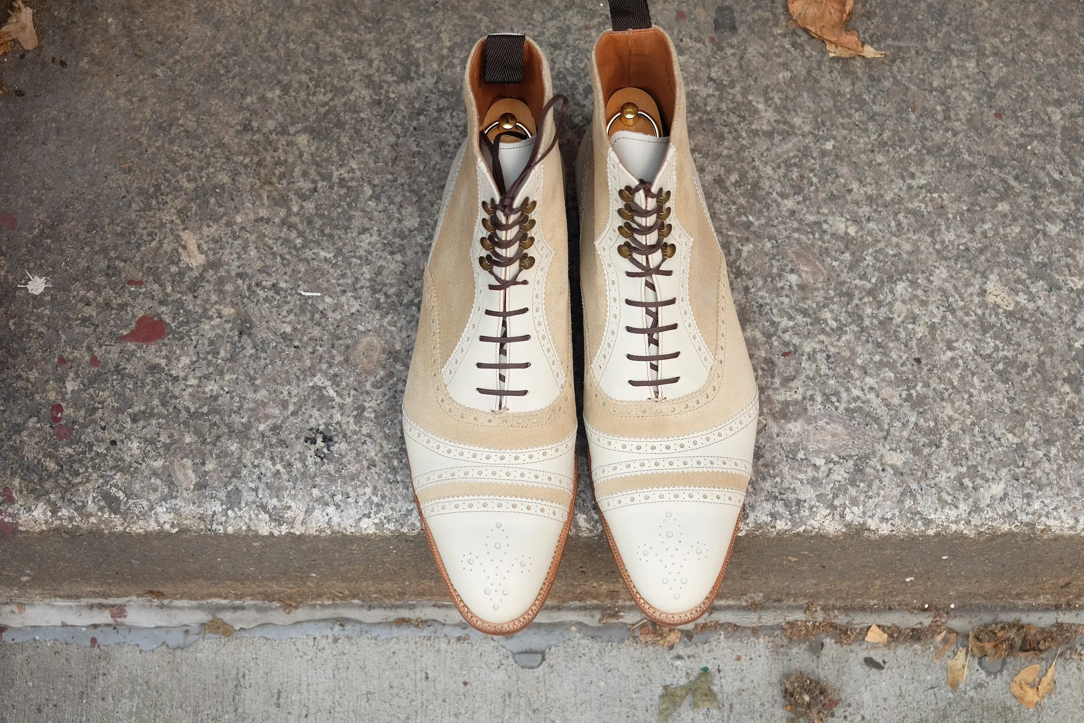 Whitman - MTO - Crust Calf / Light Cream Suede - NGT last - Single Leather Sole - Fleur De Lys Medallion