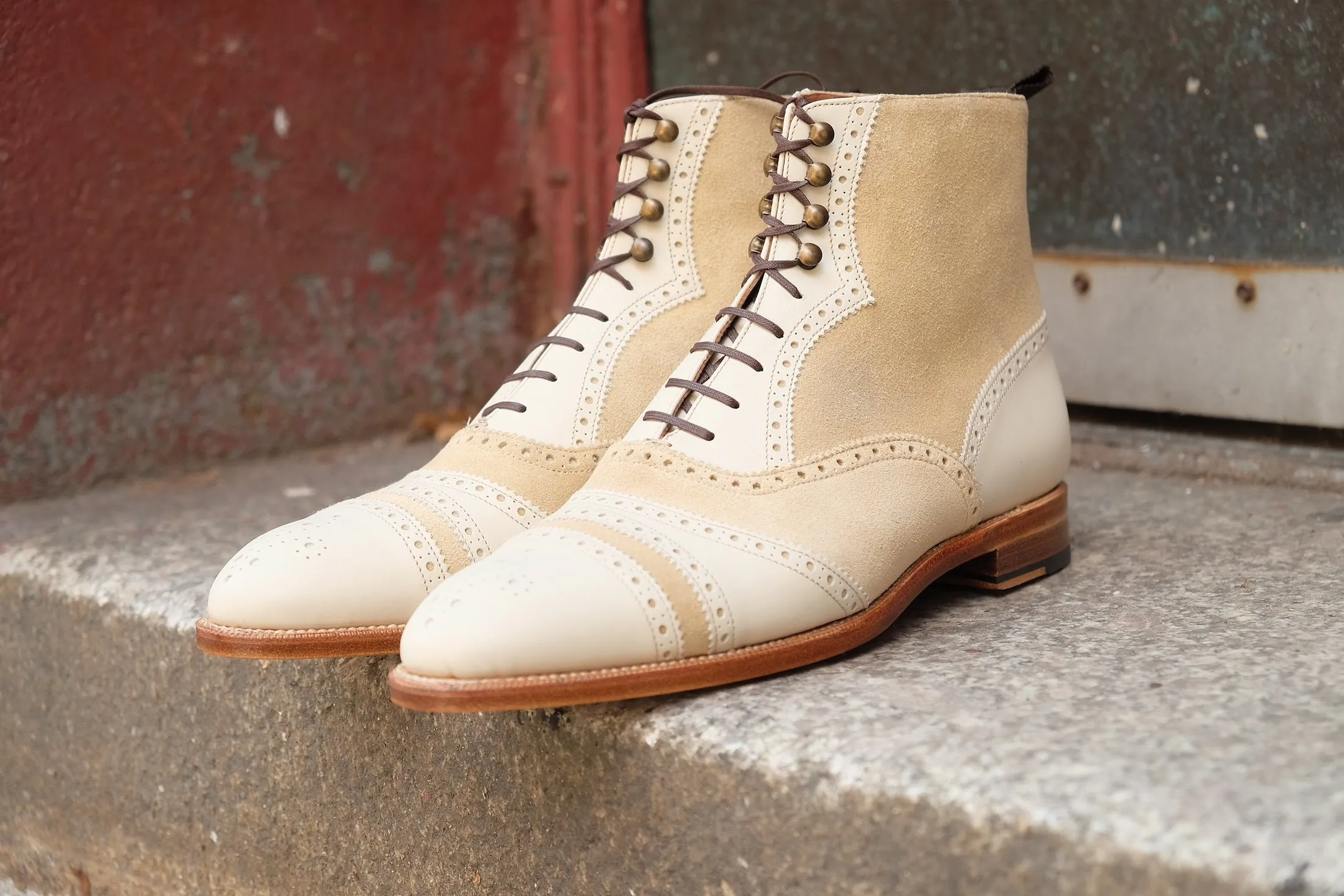 Whitman - MTO - Crust Calf / Light Cream Suede - NGT last - Single Leather Sole - Fleur De Lys Medallion